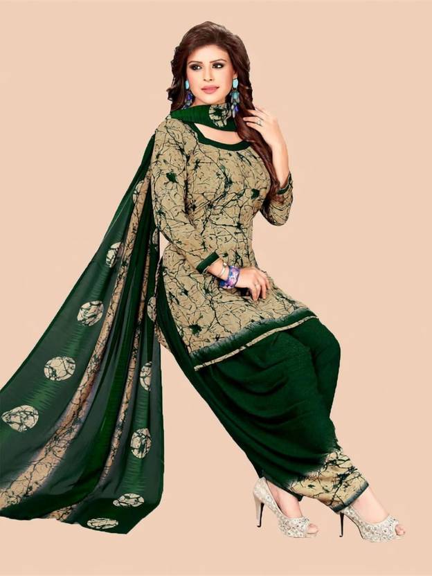 AYKA CLOTHINGS Unstitched Crepe Kurta & Churidar Material Printed