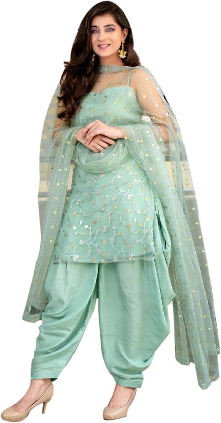 AWLFAB Net/Lace Embroidered Salwar Suit Material