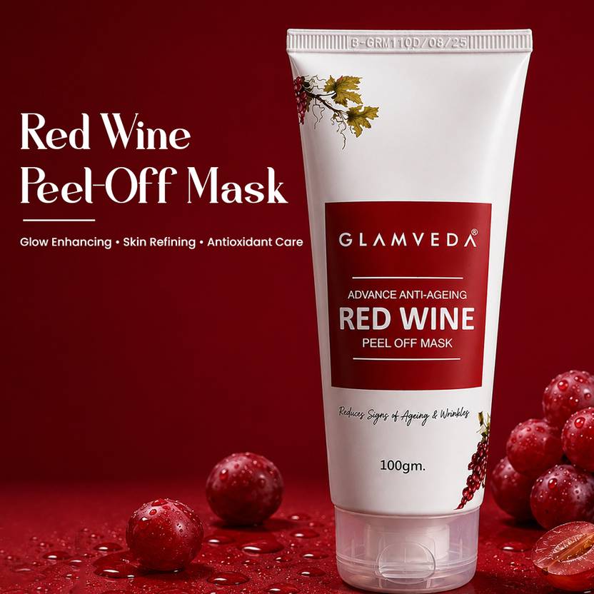 GLAMVEDA Red Wine Advance Anti Ageing Peel Off Mask | Paraben Free