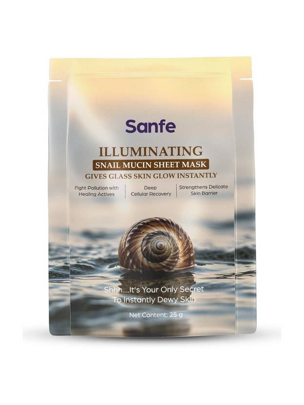 Sanfe Illuminating Snail Mucin Sheet Mask for Glass Skin Glow