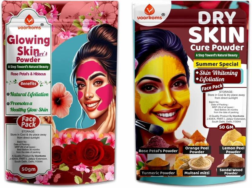 voorkoms Glowing Skin & Dry Skin Cure Powder Combo Face Skin Care