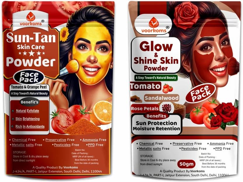 voorkoms SunTan Remover & Glow, Shine Skin Powder Combo Face Skin Care