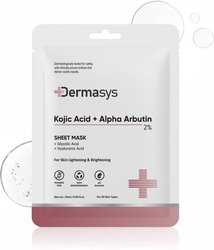 Dermasys 2% Kojic Acid & Alpha Arbutin Sheet Mask For Dark Spots & Pigmentation