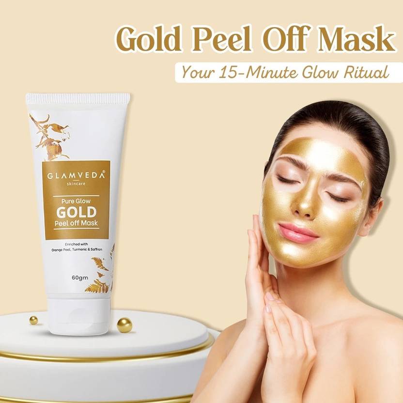 GLAMVEDA Pure Glow Gold Peel Off Mask Enriched With Orange Peel ,Turmeric & Saffron