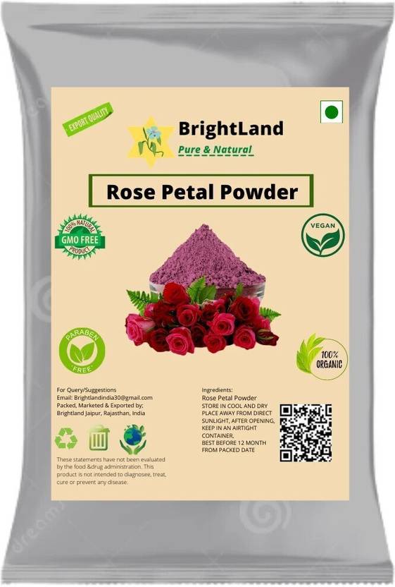 Brightland 100% Natural Rose Petals Powder For Face Pack And Hair Pack (Rosoideae)