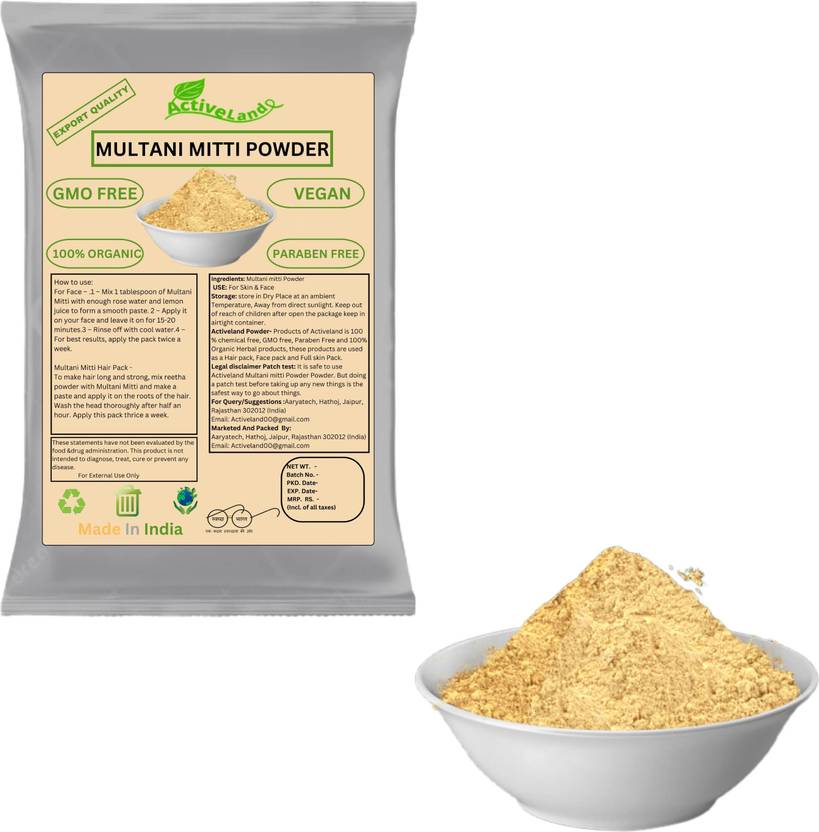 Activeland 100% Pure Natural & Organic Multani Mitti Powder For Skin & Hair Care