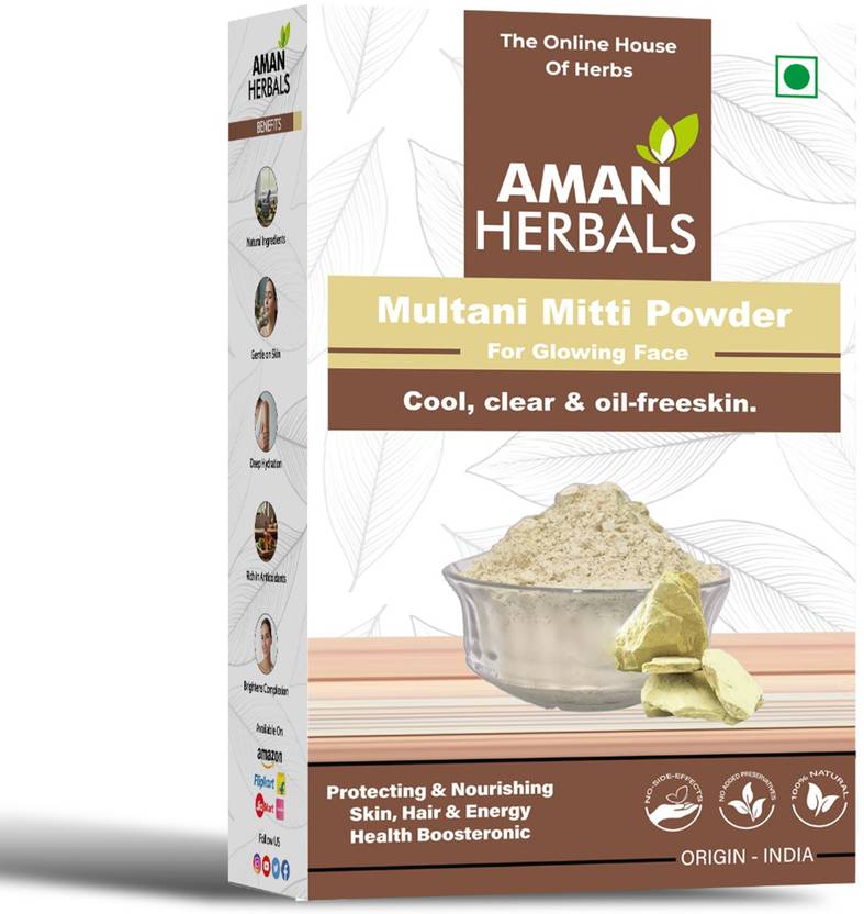 Aman Herbals Multani Mitti Powder for Oil Control & Glowing Skin | Natural Care