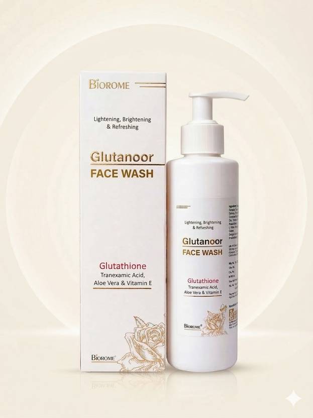 Biorome with Glutathione, Tranexamic Acid, Aloe Vera & Vitamin E | Skin Brightening & Deep Cleansing | Spot Removal and Detan I Suitable for All Skin Types Face Wash