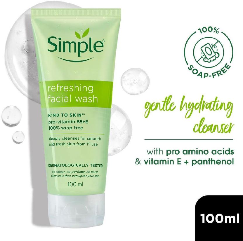 Simple Kind to Skin Refreshing Facial Wash 100 ml - Image 2