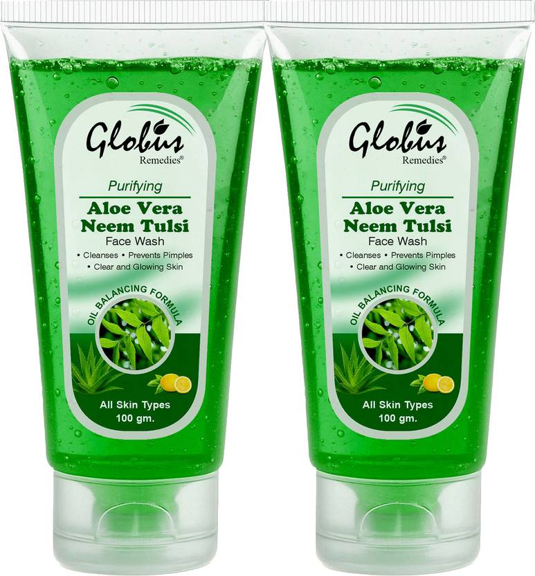 Globus Remedies Aloe vera Neem Tulsi, Set of 2 Face Wash