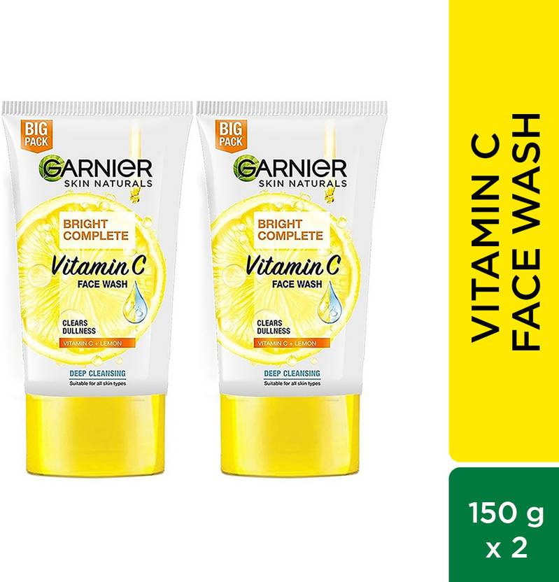 GARNIER Bright Complete VITAMIN C , 150g (Pack of 2)Brighter and Glowing Skin Face Wash Price