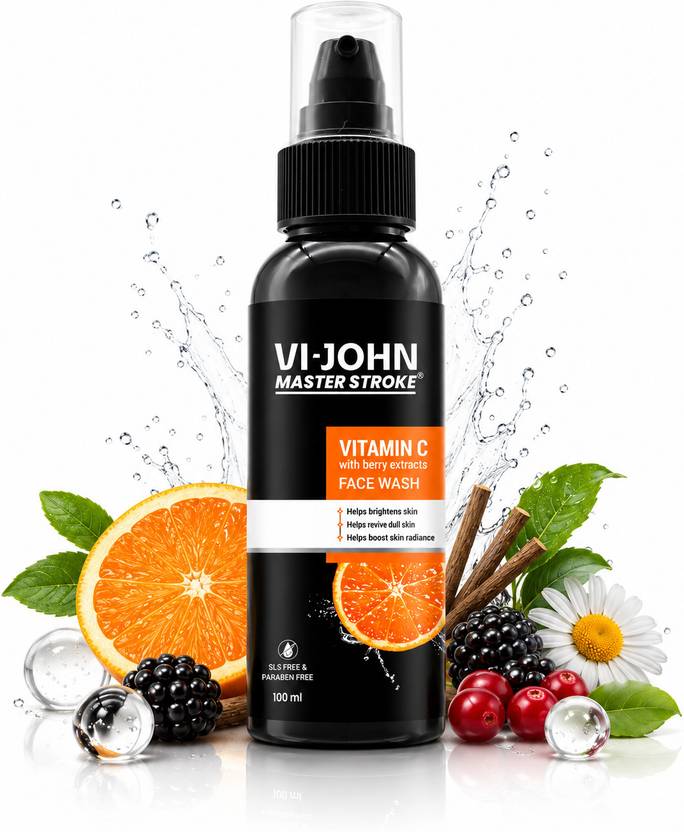 VI-JOHN Master Stroke Vitamin C with Berry Extract Fights Acne & Pimple, Skin Brightening Face Wash