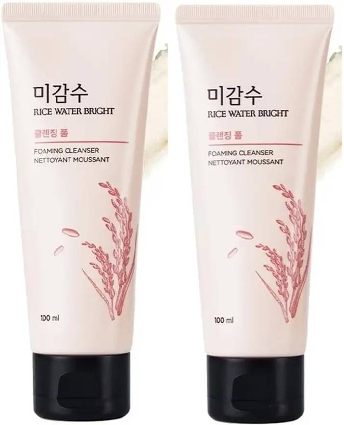 Veronni Rice Water Bright Foaming Facial Cleanser – Pack of 2, 100 ml Each Face Wash