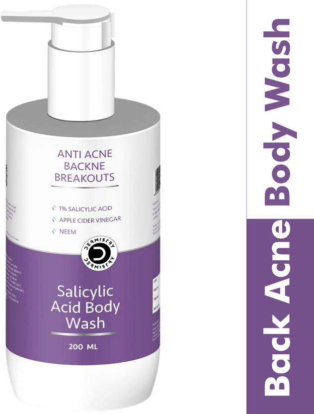 DERMISTRY 1% Salicylic Acid Exfoliating Back Acne Body Wash for Oily Acne Open Pores Skin