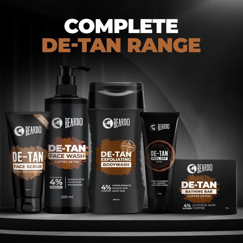 BEARDO De-Tan Glycolic & Lactic Acid, Niacinamide & Coffee 100ml - Image 8