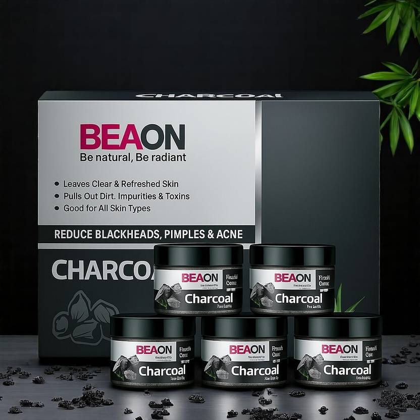 Beaon Activated Charcoal Facial Kit for Glowing, Clean & Smooth Skin 250 g