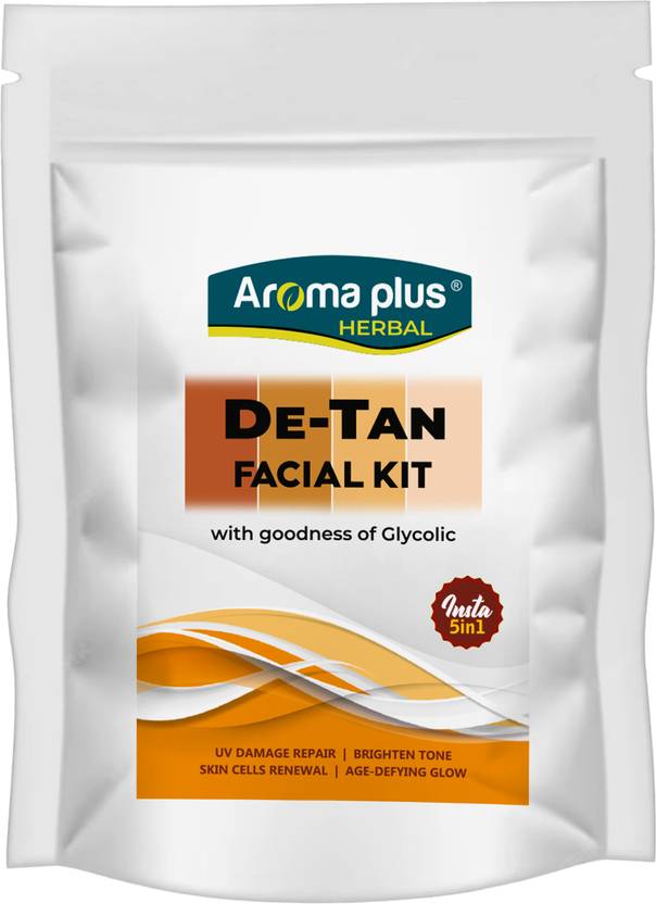 Aromaplus Herbal De-Tan Facial Kit I With goodness of Glycolic I Insta 5in1 I