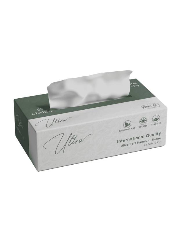 CLARET Ultra Soft 3-Ply Facial Tissues | 75 Pulls | Ultra Gentle for Sensitive Skin