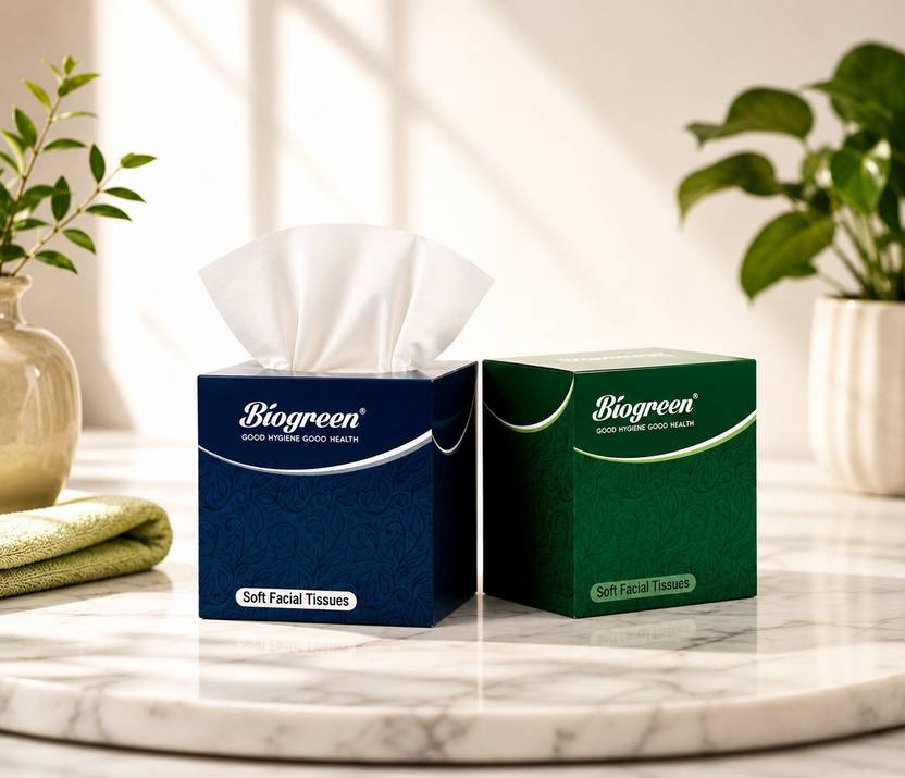 Biogreen Face Tissue 100 Pulls (200 Sheets) 100%