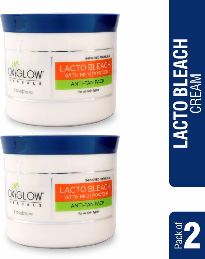OXYGLOW Herbals Lacto Bleach Cream 200 gm (Pack of 2) with milk powder