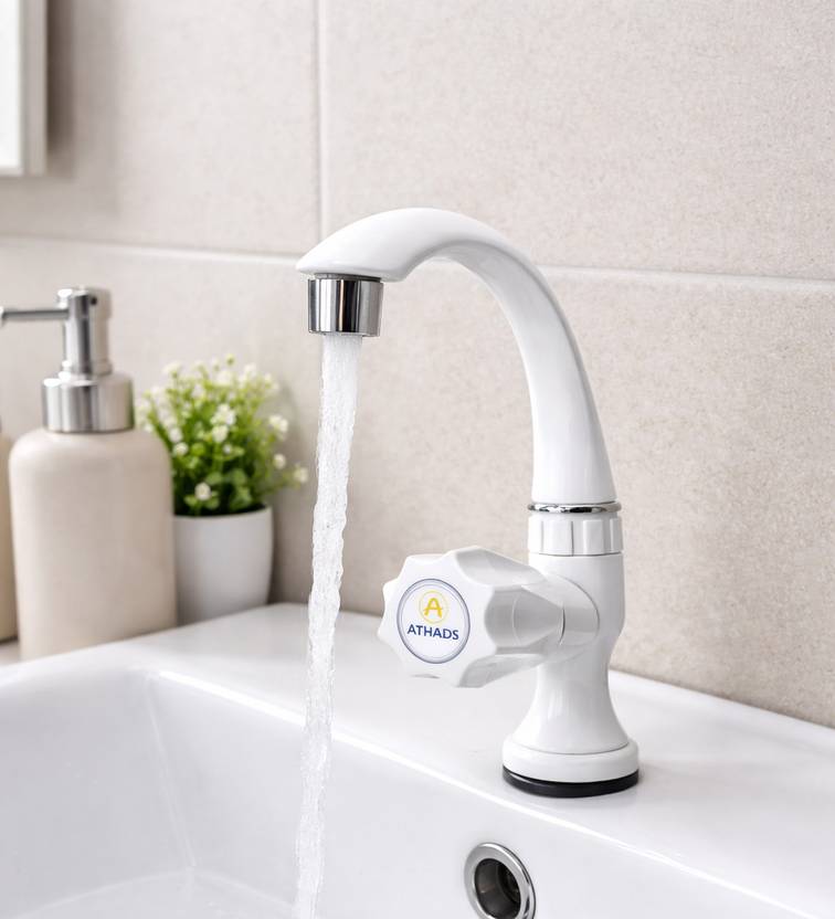 ATHADS Swan Neck Water Tap for Wash Basin | 360° Rotating Plastic Sink Tap (1/2 Inch) Swan Neck  Faucet