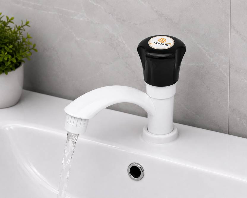 ATHADS Durable Plastic Pillar Cock Bathroom Bib Tap, 1/2 Inch Thread, Foam Flow Pillar Tap Faucet
