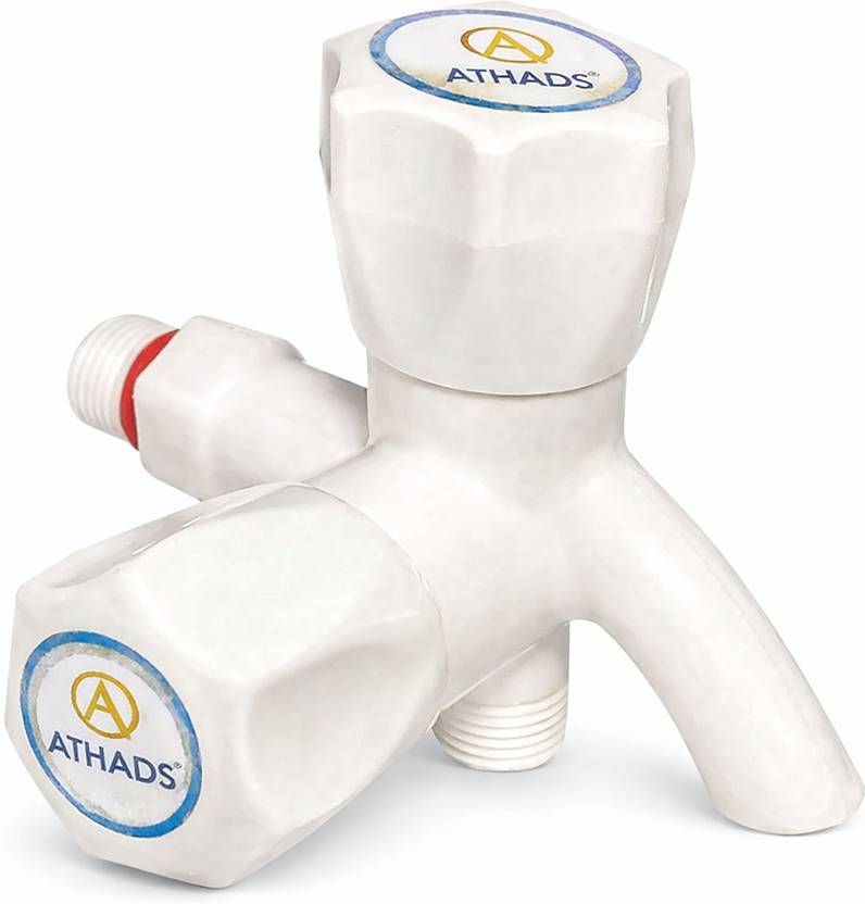 ATHADS PVC 2 Way Bib Cock Tap | Leak-Proof Dual Outlet Tap for Bathroom Kitchen Faucet Bib Tap Faucet