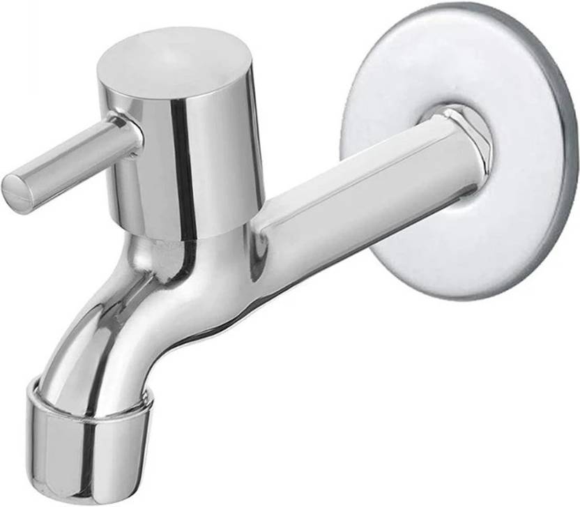 anip Turbo Stainless Steel Long Bib Cock Taps with Wall Flange - Pack of 1 Bib Tap Faucet