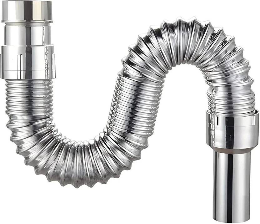 Prestige Chrome Plated Flexible Waste Pipe 1-1/4" for Kitchen Sink Waste Water Drain Hose Spout Faucet