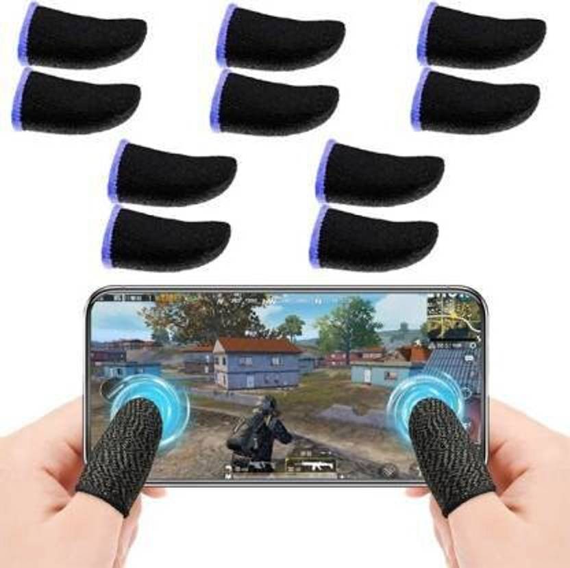 HouseOfCommon Thumb for Pubg /Call of Duty Mobile Game 05 Pairs (Black & Blue) Finger Sleeve