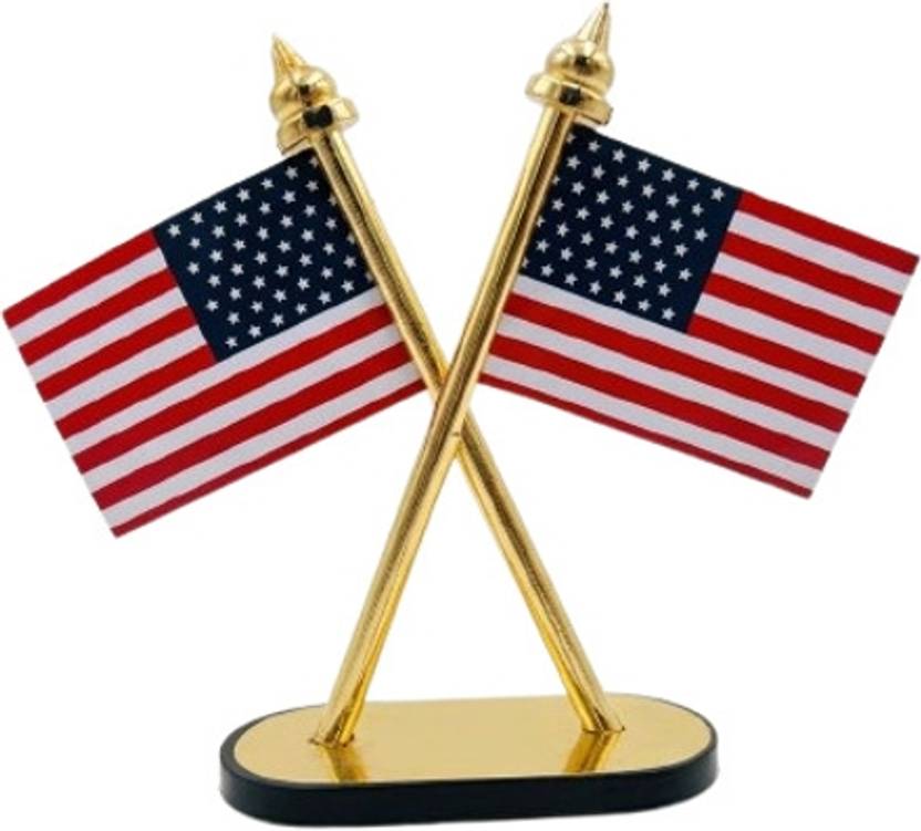Unicorn enterprises American Double Desk Flag for Car Dashboard Flag Car Dashboard Flag 9.4 cm x 1.8 cm