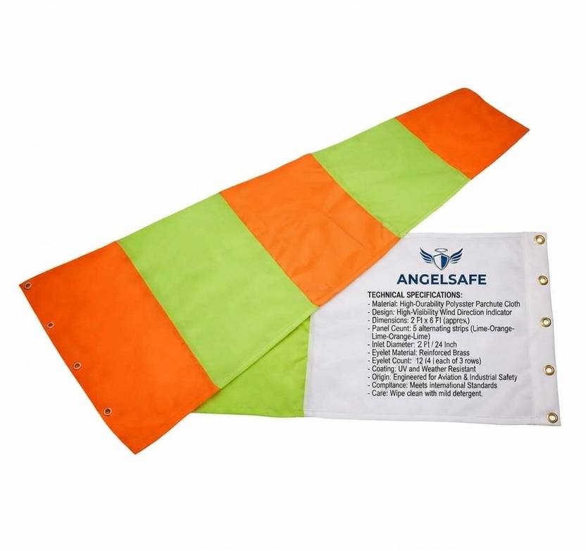 Windsock Cloth Double Layer Orange & Green Outdoor Flag 182.9 cm x 101.6 cm by ANGELSAFE
