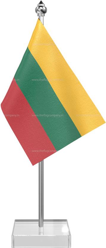 Single Lithuania Table Desk Miniature Flag With Brass Base And Brass Pole Table Miniature Flag 10.2 cm x 15.2 cm by The Flag Company