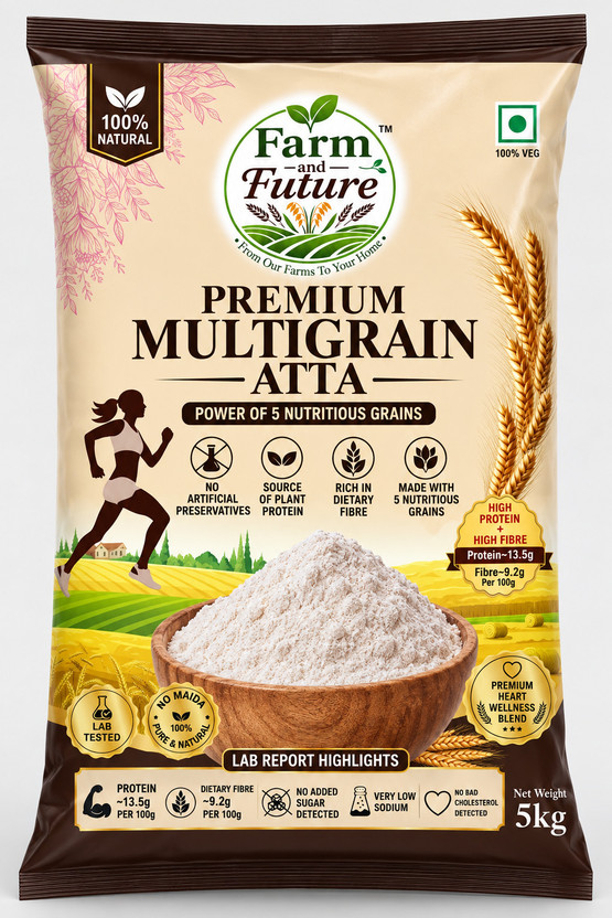 Farm and Future Premium Multigrain Atta 5Kg / High Protein and