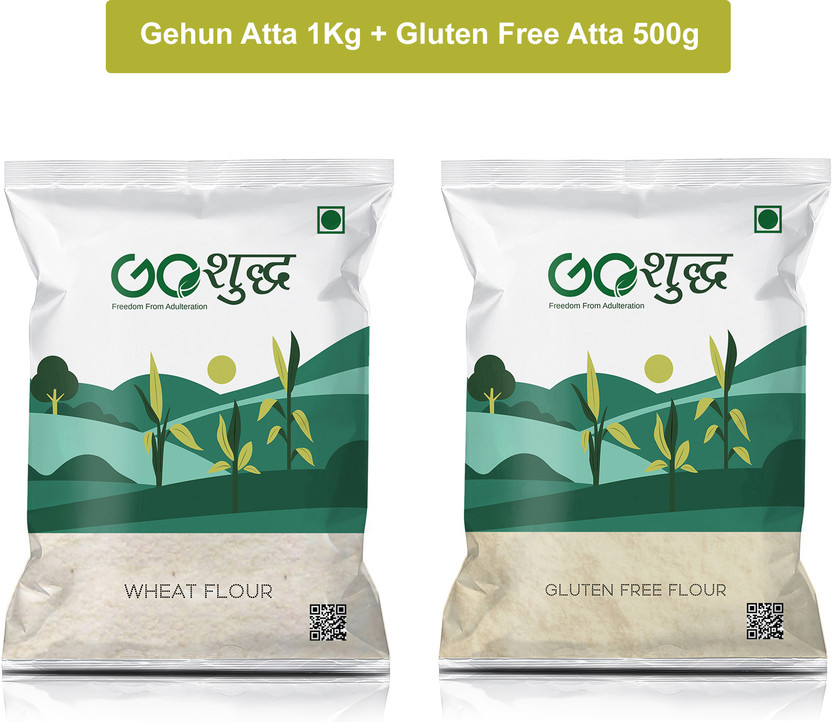 Goshudh Gehun Atta 1Kg & Gluten Free Atta 500g Combo Pack 1500g