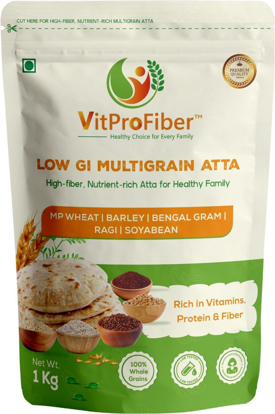 VitProFiber Low GI Multigrain Atta,Whole Grain Flour High Fiber