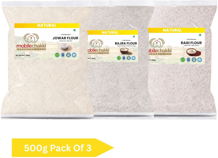 MOBILE CHAKKI Bajra Jowar Ragi Flour Combo Multimillet Healthy