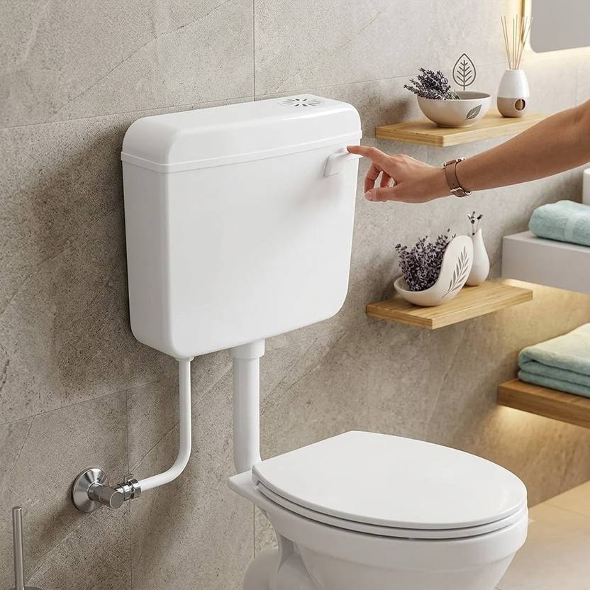 AGOEN Aqua Slim Toilet Flush Tank with Air Freshener Slot & Side Handle Side Handle Flush Tank