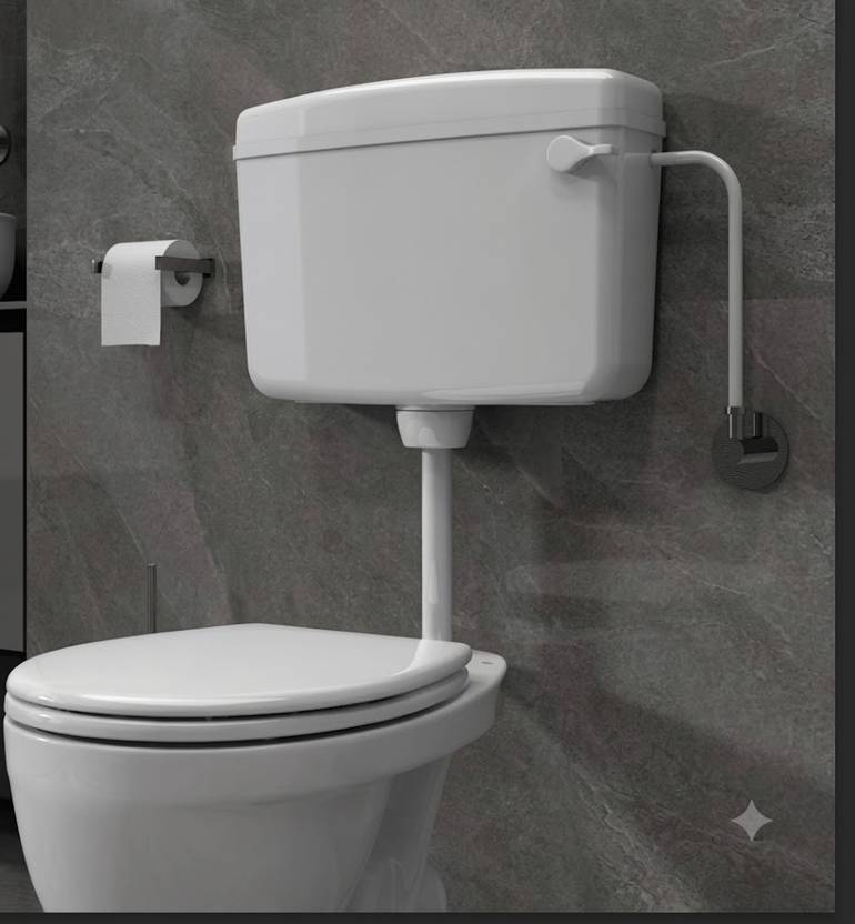 AGOEN Sky Line Toilet Flush Tank with Side Handle & Fitting Accessories Side Handle Flush Tank