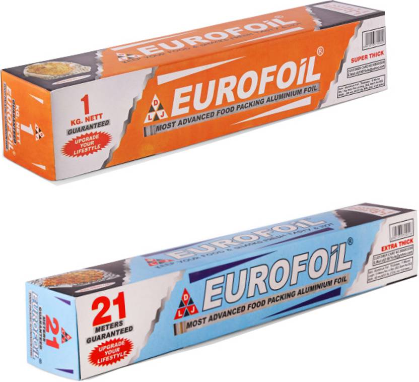 EUROFOIL Silver Aluminium Foil Roll for Food Packing and Serving (1 Kg+