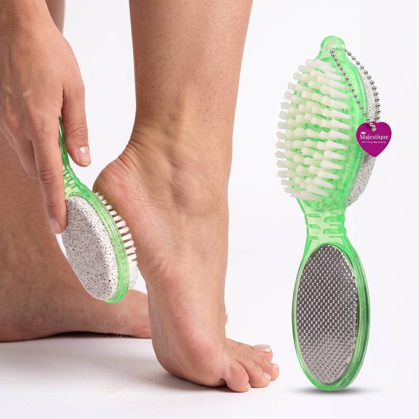 MAJESTIQUE Foot Scrubber and Pedicure Brush with Pumice Stone for Dead Skin Removal