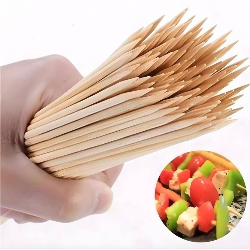 Royalls Bamboo Stick Round 12 Inch For Cooking Seek Kabbs,Grilling,Roasting, (Set of 45) Disposable Bamboo Roast Fork, Salad Fork Set