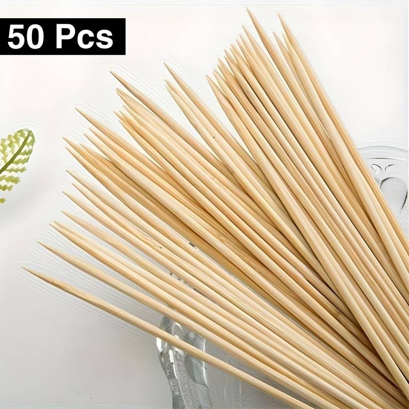 Ambekaa Kabab Stick,Bamboo Sticks Long,Tandoor Stick,Paneer Tikka Stick Disposable Bamboo Serving Fork Set