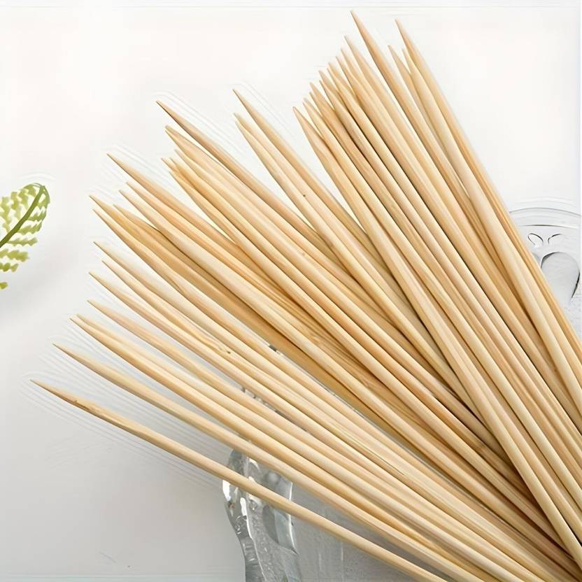 Royalls Bamboo Sticks Long,Wooden Stick,Paneer Tikka Stick,Kabab Stick (Set of 45) Disposable Bamboo Spork, Serving Fork Set