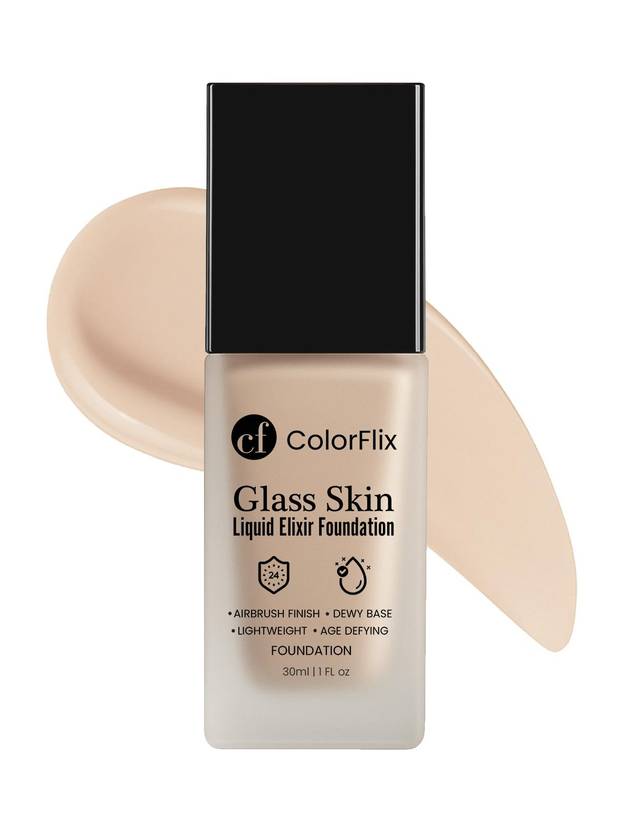 ColorFlix Glass Skin Liquid Elixir Foundation – Airbrush Finish & Dewy Base Foundation
