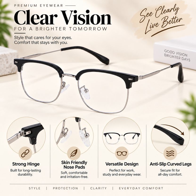 Teen 20 Full Rim Clubmaster Blue Glasses - Image 4
