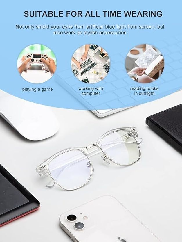 Eyestyle Full Rim Clubmaster Blue Computer Glasses - Image 5