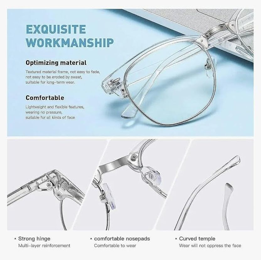 Eyestyle Full Rim Clubmaster Blue Computer Glasses - Image 3
