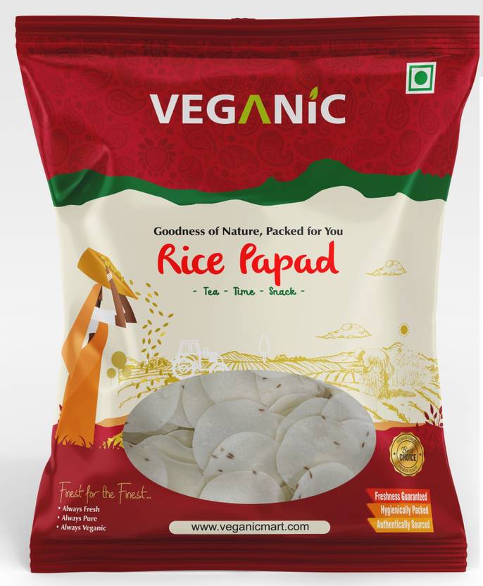 Veganic Rice Papad/ Khichiya Papad/ Appalam Akki Happala Fryum With Tastemaker Masala Papad