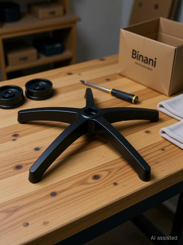 Binani Chair Office revolving Chair Parts Star PVC Base for Office Chair with Black Wheel OR Caster, Shining Chair Base 26 Inch Heavy Duty Appliance Furniture Caster